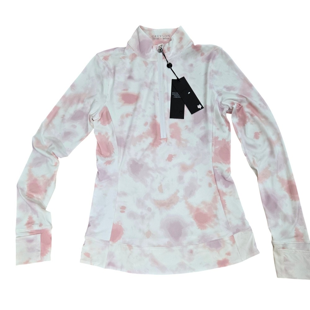 Greyson Women Small Halley Quarter Zip Pullover Active Top Pink Tie Dye NWT Golf